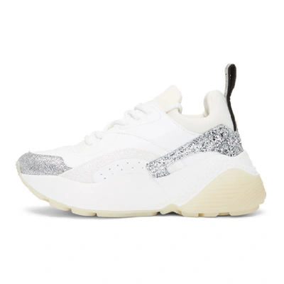 Shop Stella Mccartney White Glitter Eclypse Sneakers In 8111 Sil/wt