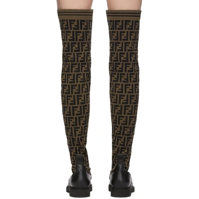 Shop Fendi Brown & Black 'forever ' Tall Boots In F13cv Black