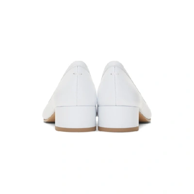 Shop Maison Margiela White Leather Tabi Ballerina Heels In T1003 White