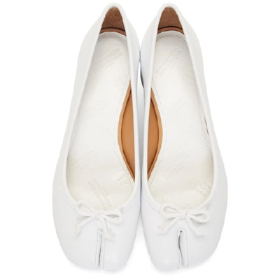 Shop Maison Margiela White Leather Tabi Ballerina Heels In T1003 White