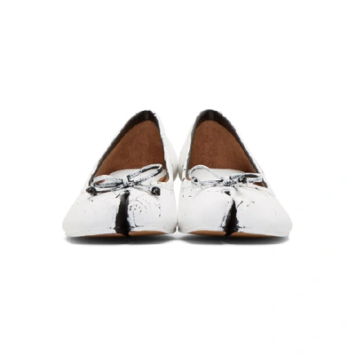 Shop Maison Margiela White And Black Painted Tabi Ballerina Flats In T1021 Myswh
