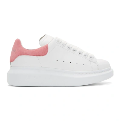 Shop Alexander Mcqueen White And Pink Oversized Sneakers In 9374 Flamin