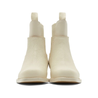 Shop Mm6 Maison Margiela Off-white Cut-out Double Chelsea Boots In T2017 Fog