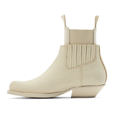 Shop Mm6 Maison Margiela Off-white Cut-out Double Chelsea Boots In T2017 Fog