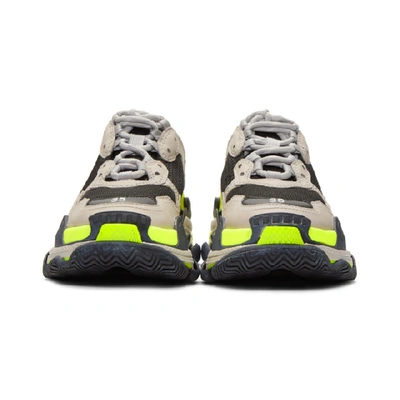 Shop Balenciaga Grey And Yellow Triple S Sneakers In 1293 Grey Y