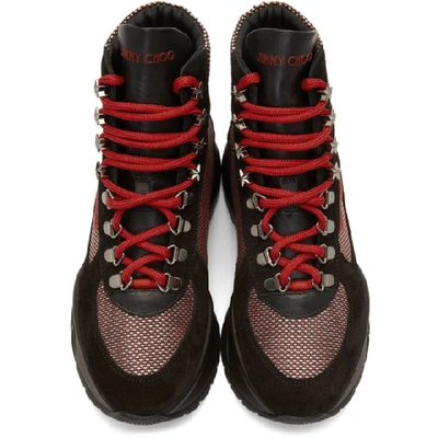Shop Jimmy Choo Black & Red Inca Boots In Black/red Supplier Textile: Crosta Suede/calf/technical Mesh
