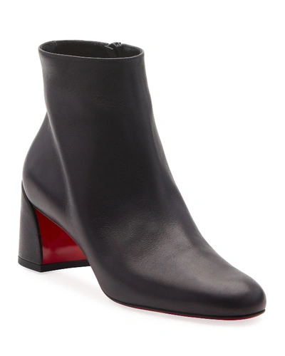 Shop Christian Louboutin Turela Leather Side-zip Red Sole Booties In Black