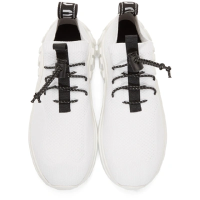 Shop Miu Miu White Technical Knit Sneakers