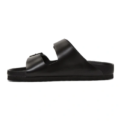 Shop Valentino Black  Garavani Birkenstock Edition 'vltn' Slides