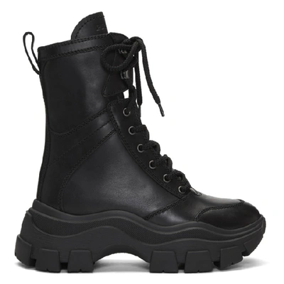Shop Prada Black Leather Mid-calf Boots