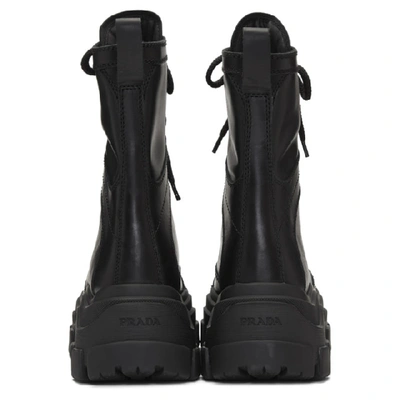 Shop Prada Black Leather Mid-calf Boots