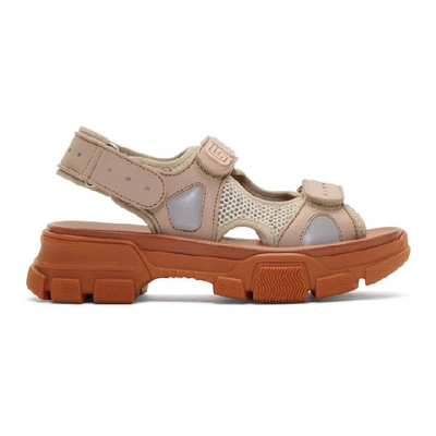 Shop Gucci Pink And Beige Aguru Chunky Sandals In 6865 Pink