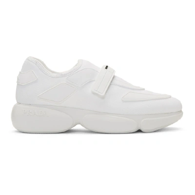 Shop Prada White Tonal Sock Cloudbust Sneakers