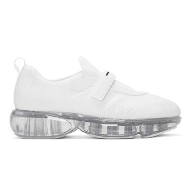 Shop Prada White Knit Clear Cloudbust Sneakers