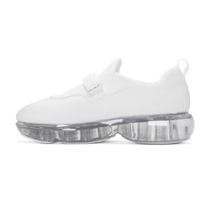 Shop Prada White Knit Clear Cloudbust Sneakers