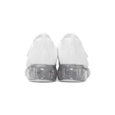 Shop Prada White Knit Clear Cloudbust Sneakers