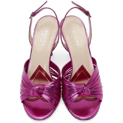 Shop Gucci Pink Slingback Crawford Heeled Sandals In 5600 Fuxia