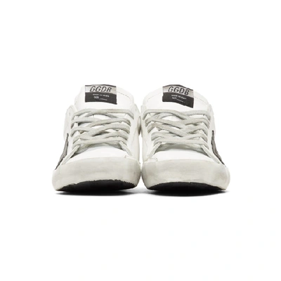 Shop Golden Goose Ssense Exclusive White Glitter Tab Superstar Sneakers In Silver