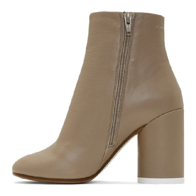 Shop Mm6 Maison Margiela Beige Leather Ankle Boots In T2070 Natur