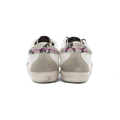 Shop Golden Goose White Glitter Star Snakeskin Superstar Sneakers