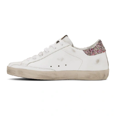 Shop Golden Goose Ssense Exclusive White Glitter Superstar Sneakers In Pink