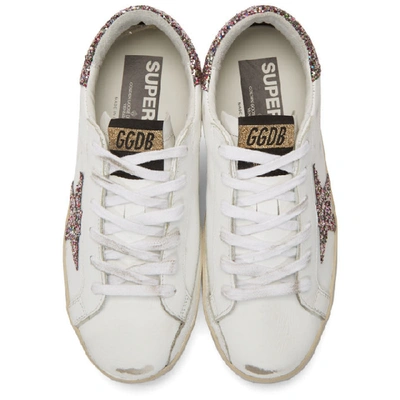 Shop Golden Goose Ssense Exclusive White Glitter Superstar Sneakers In Pink