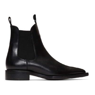 Shop Ami Alexandre Mattiussi Black Pointed Chelsea Boots In 001 Black