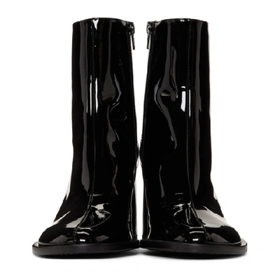 Shop Ann Demeulemeester Black Patent Banana Heel Boots