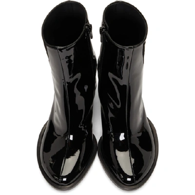 Shop Ann Demeulemeester Black Patent Banana Heel Boots