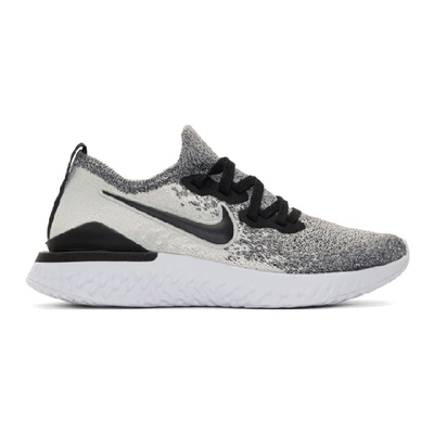 Shop Nike White And Black Epic React Flyknit 2 Sneakers In 102 White/b
