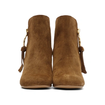 Shop See By Chloé See By Chloe Brown Suede Medium Louise Ankle Boots In 413 Savana