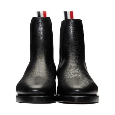 Shop Thom Browne Black Pebble Grain Chelsea Boots In 001 Black