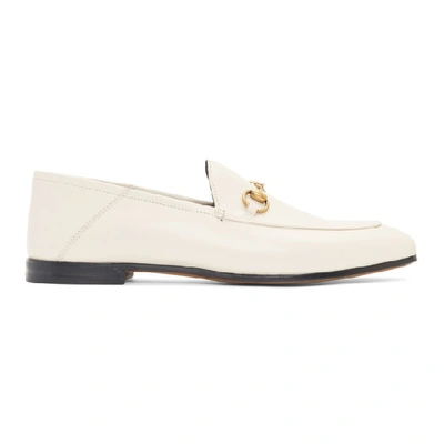 Shop Gucci White Horsebit Loafers
