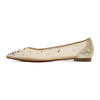 Shop Christian Louboutin Beige Mesh Degrastrass 100 Ballerina Flats In Q021 Nude