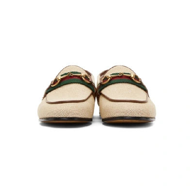 Shop Gucci Beige Horsebit Web Loafers In 9782 Cuire