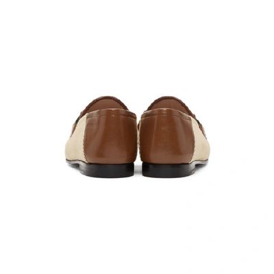 Shop Gucci Beige Horsebit Web Loafers In 9782 Cuire