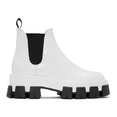 Shop Prada White Patent Ankle Boots