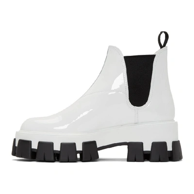Shop Prada White Patent Ankle Boots