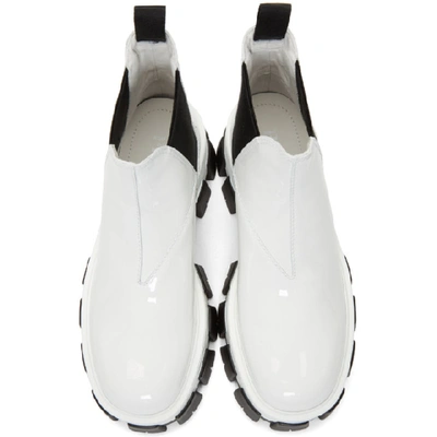 Shop Prada White Patent Ankle Boots