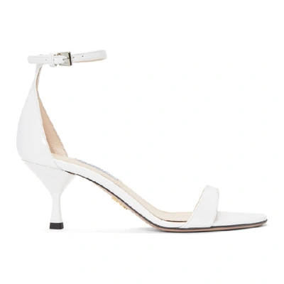 Shop Prada White Patent Strap Sandals