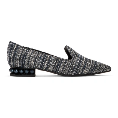 Nicholas Kirkwood Casati Faux Pearl-embellished Tweed Loafers In