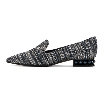 Shop Nicholas Kirkwood Blue Tweed Casati Loafers In B92 Dark Bl