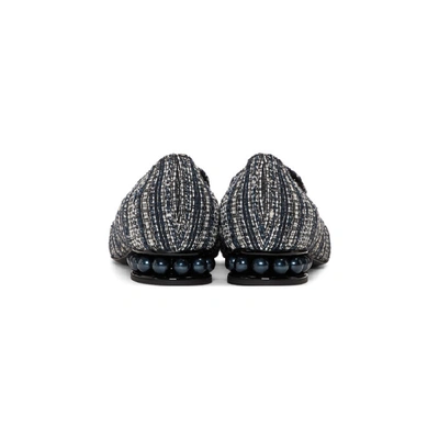 Shop Nicholas Kirkwood Blue Tweed Casati Loafers In B92 Dark Bl