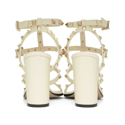 Shop Valentino Off-white  Garavani Rockstud Sandals In I16 Lightiv