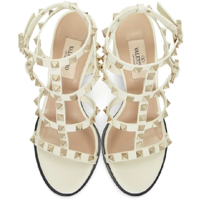 Shop Valentino Off-white  Garavani Rockstud Sandals In I16 Lightiv
