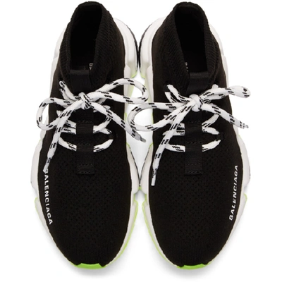 Shop Balenciaga Black & White Lace-up Speed Trainers