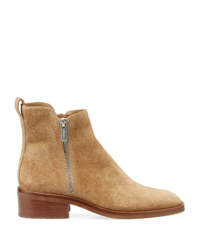 Shop 3.1 Phillip Lim / フィリップ リム Alexa Suede Double-zip Ankle Booties In Light Brown