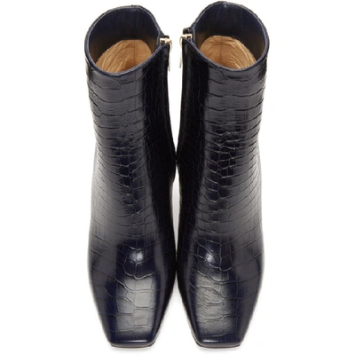 Shop Jimmy Choo Navy Croc Minori 85 Boots