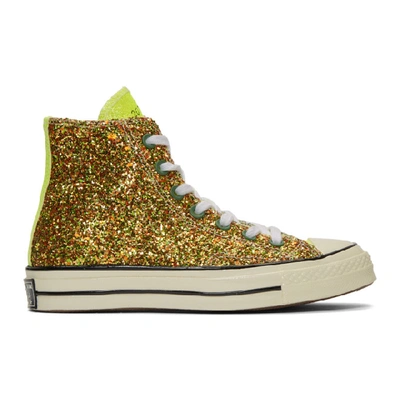 Shop Jw Anderson Gold And Silver Converse Edition Glitter Chuck 70 High Sneakers In Gold/silver