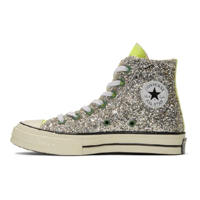 Shop Jw Anderson Gold And Silver Converse Edition Glitter Chuck 70 High Sneakers In Gold/silver